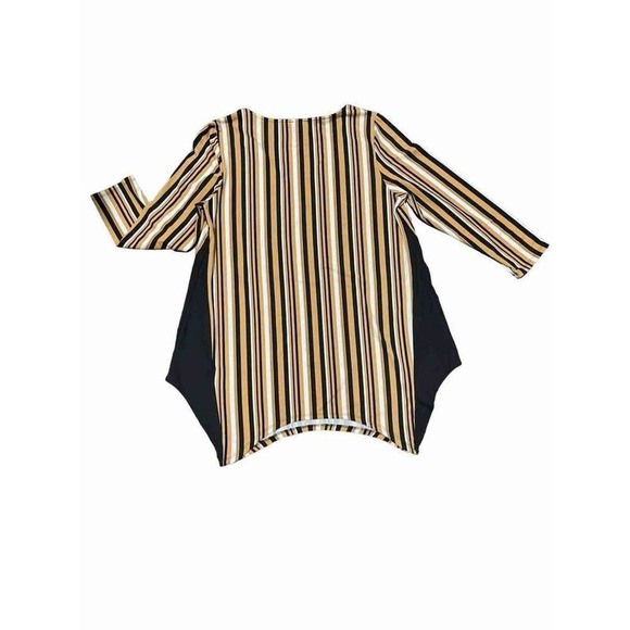 Robert Louis Striped Studded Detail 3/4 Sleeve Top Black Gold‎ White Small - Picture 4 of 5